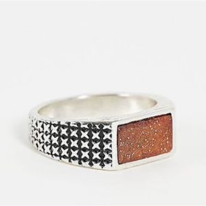 Silver Ring with Stone Design